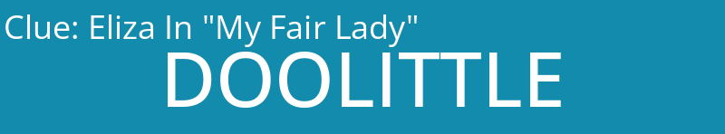 Eliza In "My Fair Lady"